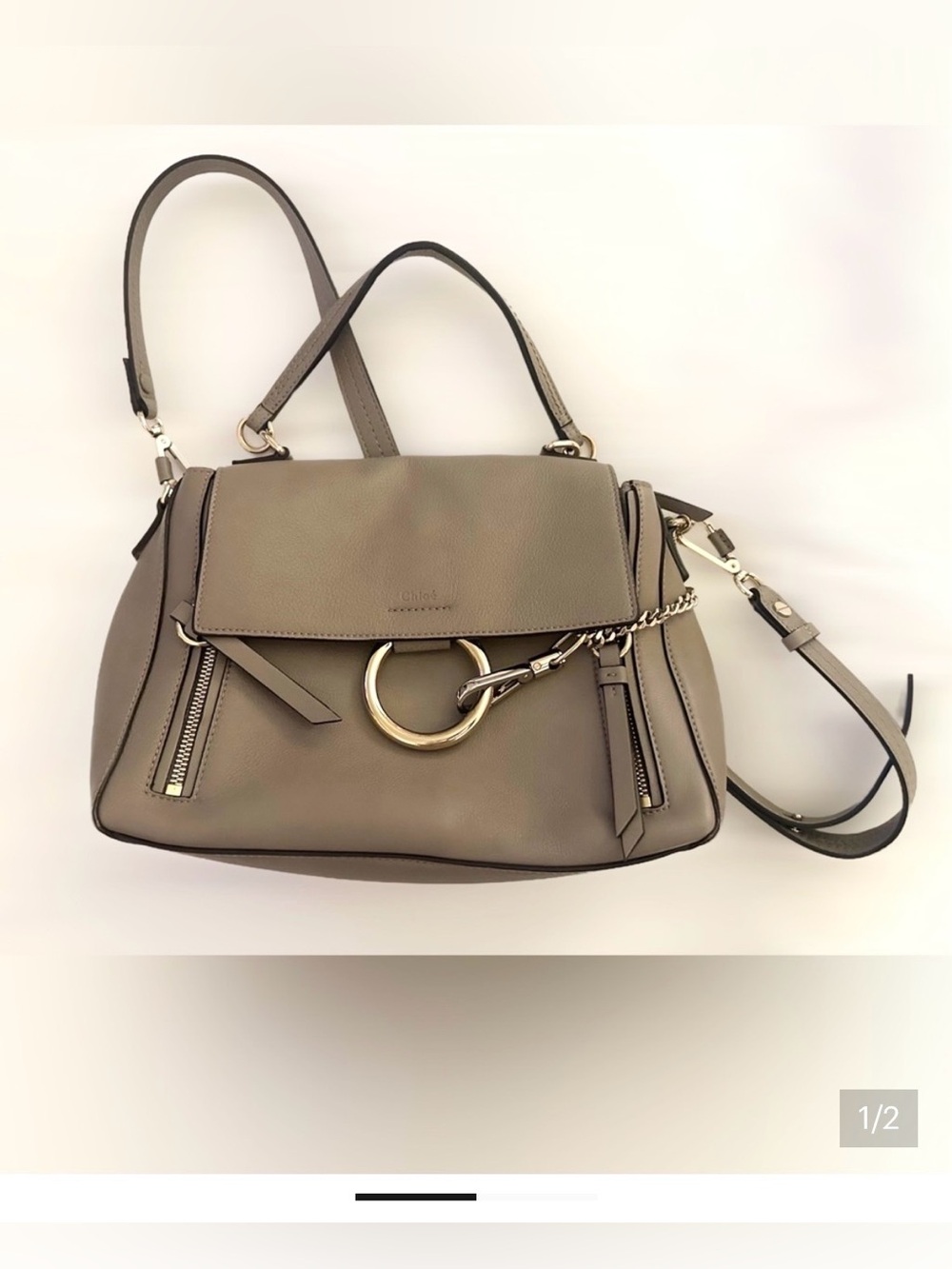 Chloe Faye Medium Leather Satchel with Ring Accents and Hardware